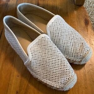 Vince Camuto Hamorra White Woven Leather Espadrille Flats 9M 40 Slip On Loafer